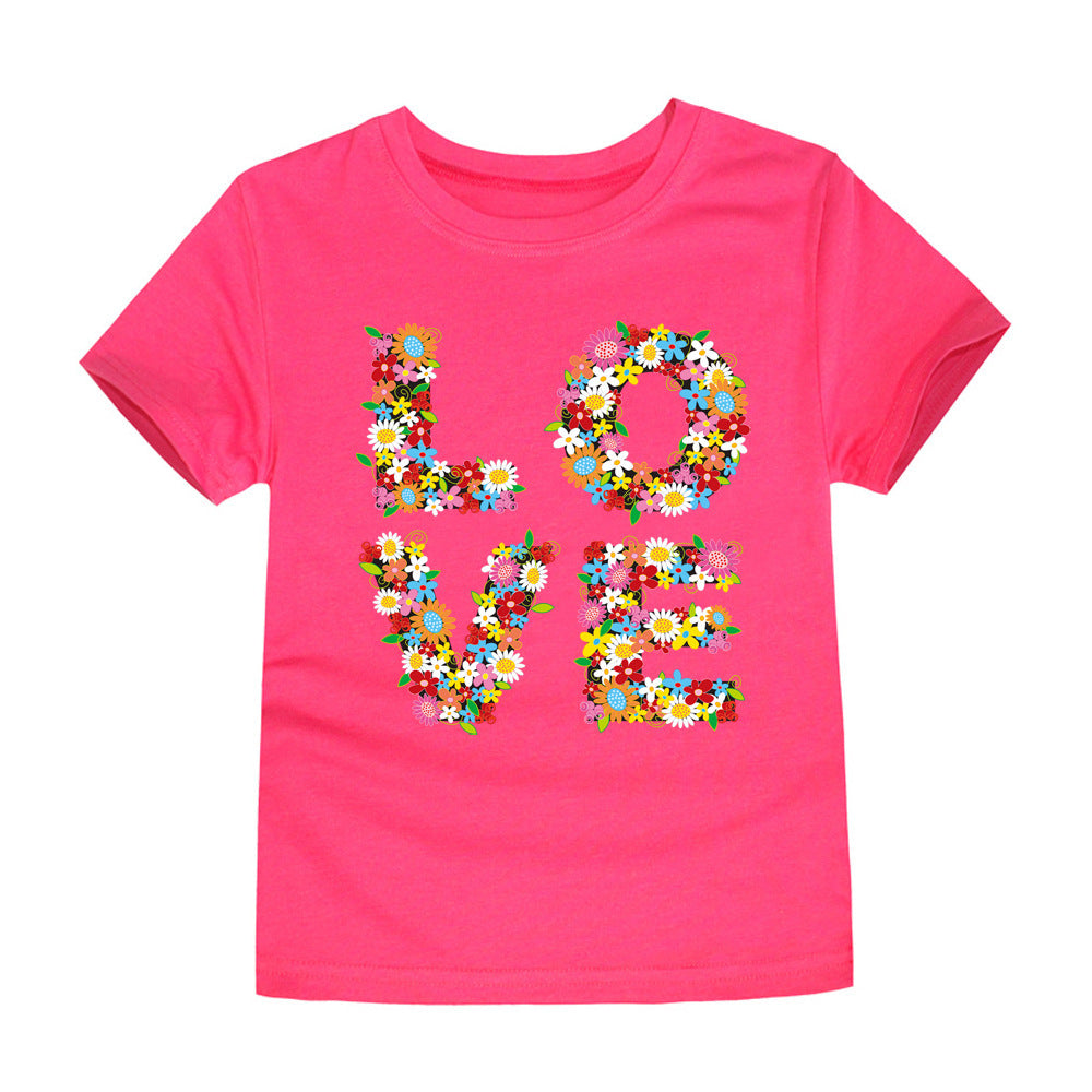Children's Clothing Cartoon Knitted Heat Press Round Neck T-shirt - KuzuSHOP