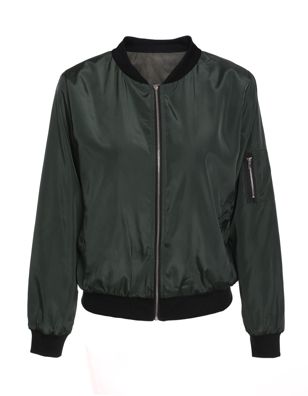 Solid Color Short Fashion Zip Jacket - KuzuSHOP