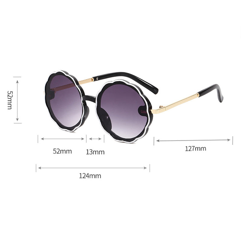 Kids Wave Frame Vintage Round Frame Sunglasses - KuzuSHOP