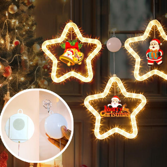 Christmas Pendant Decoration Christmas Atmosphere Led Lights Led Christmas Star Light Decoration For Window Door For Holiday - KuzuSHOP