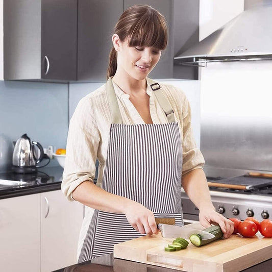 Halter Striped Polyester Restaurant Gardening Apron - KuzuSHOP
