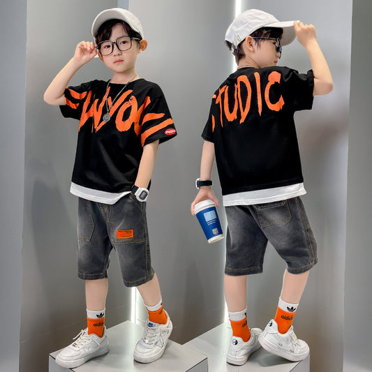 Big Boy's Short Sleeve Suit T-shirt Trendy - KuzuSHOP