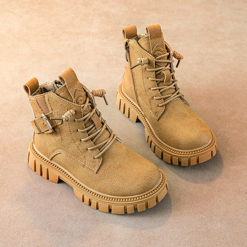 Boy Martin Boots Children Plus Fleece Shortautumn And Winter - KuzuSHOP