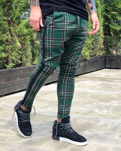 European And American Plaid Print Casual Pants Men - KuzuSHOP