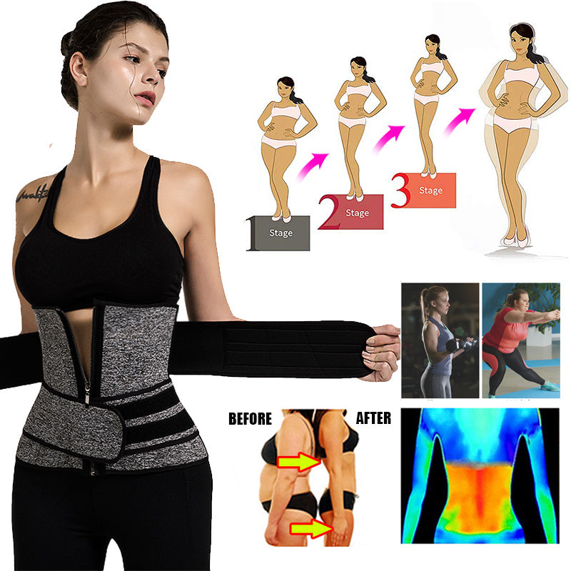 Tummy Sweat Shapewear Bodysuits Women Waist Trainer Slimming 2-3 Belts Workout Shaper Corset - KuzuSHOP