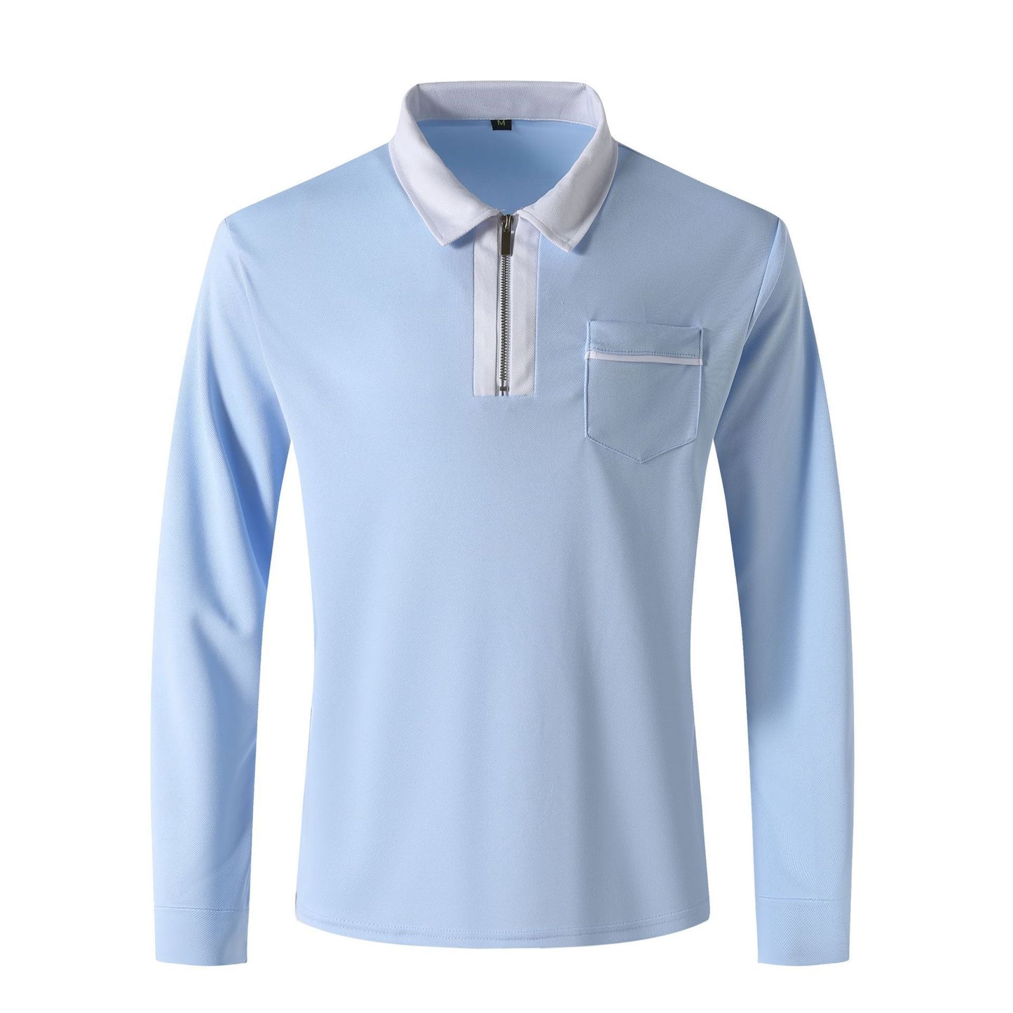 2024 Autumn Mens Long Sleeve Zipper Polo Shirts Casual Lapel Collar Zip Up Henley Shirts Cotton Sports Golf Tennis T-Shirts With Pockets - KuzuSHOP
