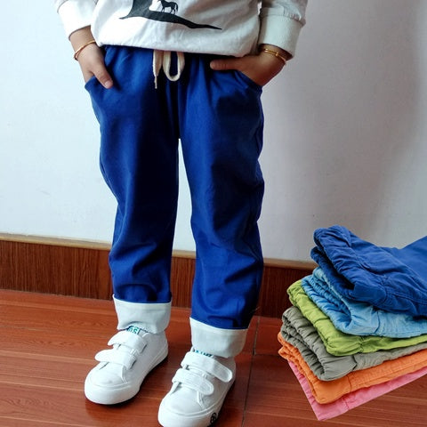 Boys And Girls Cotton Cropped Trousers - KuzuSHOP