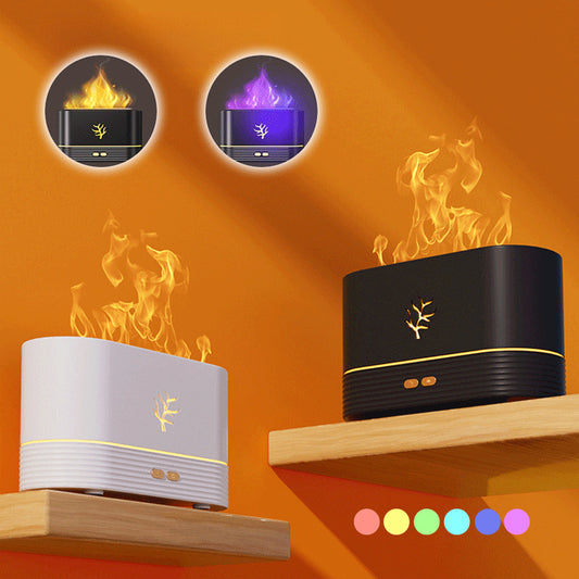 Flame Humidifier USB Smart Timing LED Electric Aroma Diffuser Simulation Fire Night Lamp Home Decor - KuzuSHOP