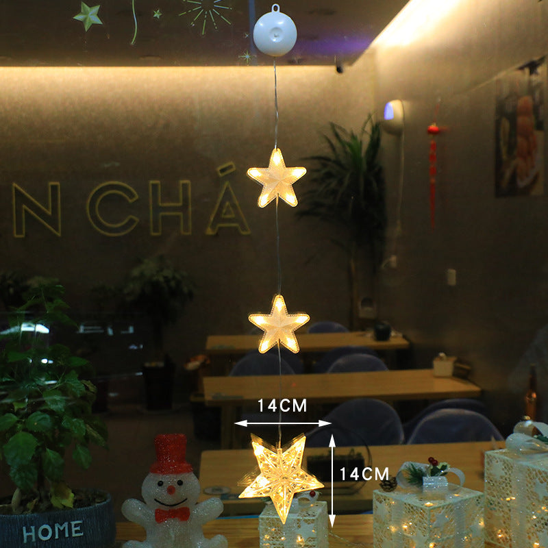 Christmas 3pcs LED Light Star, Xmas Tree Hanging Ornaments Decoration For Home, Christmas Decorations - KuzuSHOP
