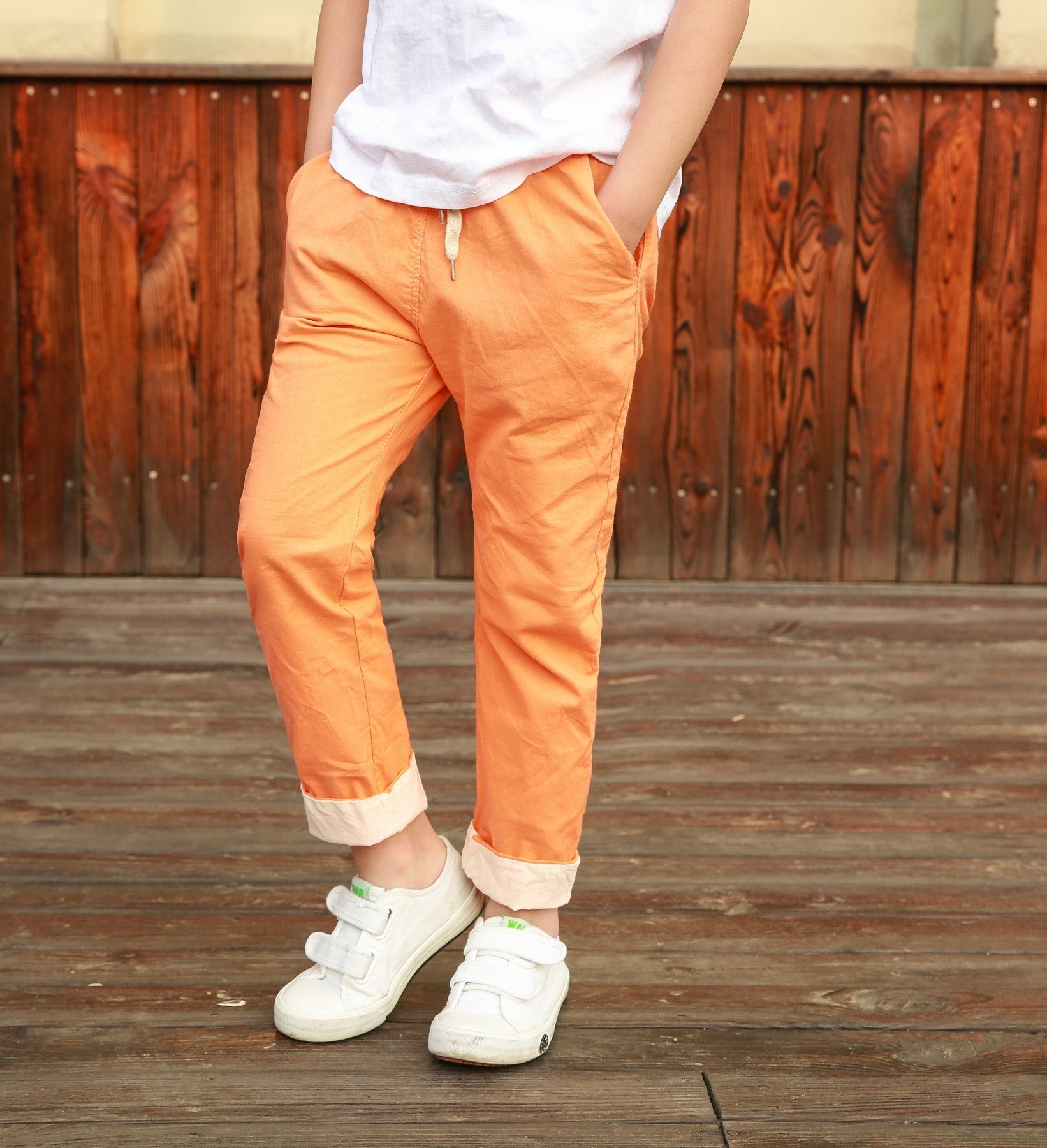 Boys And Girls Cotton Cropped Trousers - KuzuSHOP
