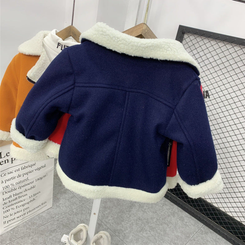 Children's Thickened Fleece Wool Top Lamb Wool Coat - KuzuSHOP