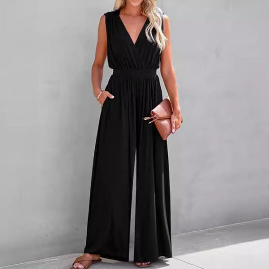 European And American Sleeveless Jumpsuit V-neck Elegant Women's Formal Casual - KuzuSHOP