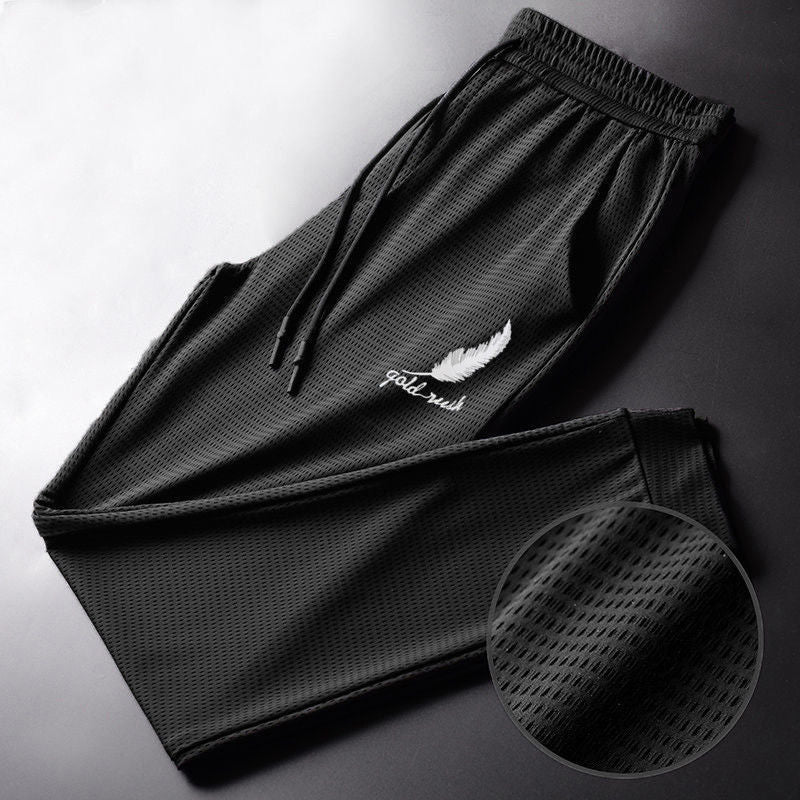 Youth Mesh Ice Silk Casual Pants Men's Slim-fit Ankle-tied Pants - KuzuSHOP