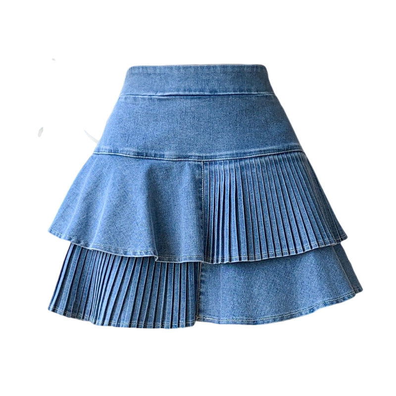 Elastic Waist Skirt Denim Cake - KuzuSHOP