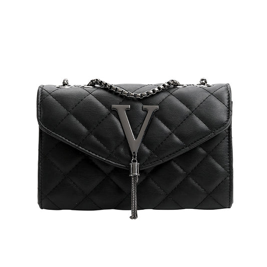 Bags for women elegant rhombus small square bags 2021 new fashion tassel decorative chain shoulder crossbody bag trendy - KuzuSHOP