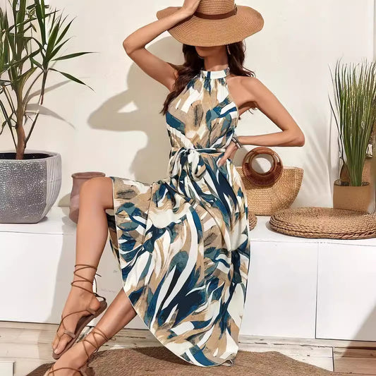Bohemian Retro Print Dress Women - KuzuSHOP