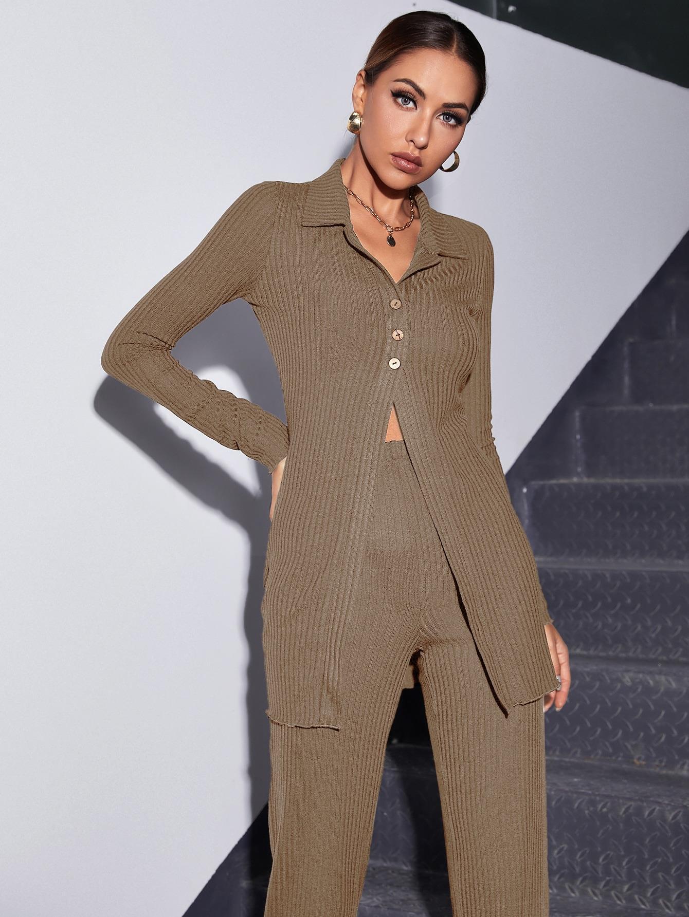 European And American Open Chest Slim Pants Two-piece Set - KuzuSHOP