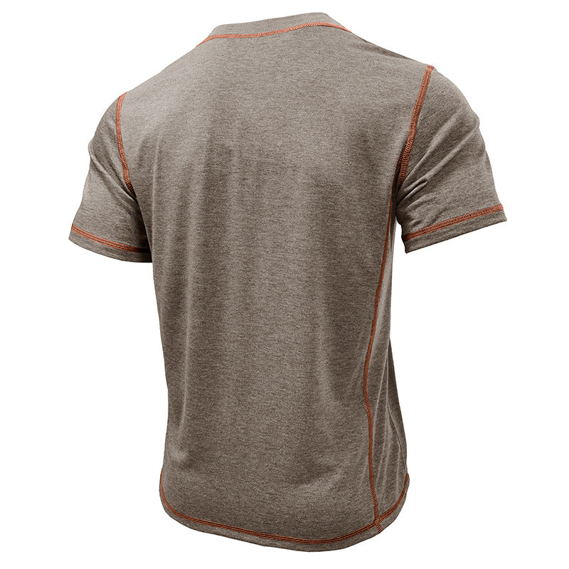 Short Sleeve Men's Round Neck T-shirt Color Matching Top - KuzuSHOP