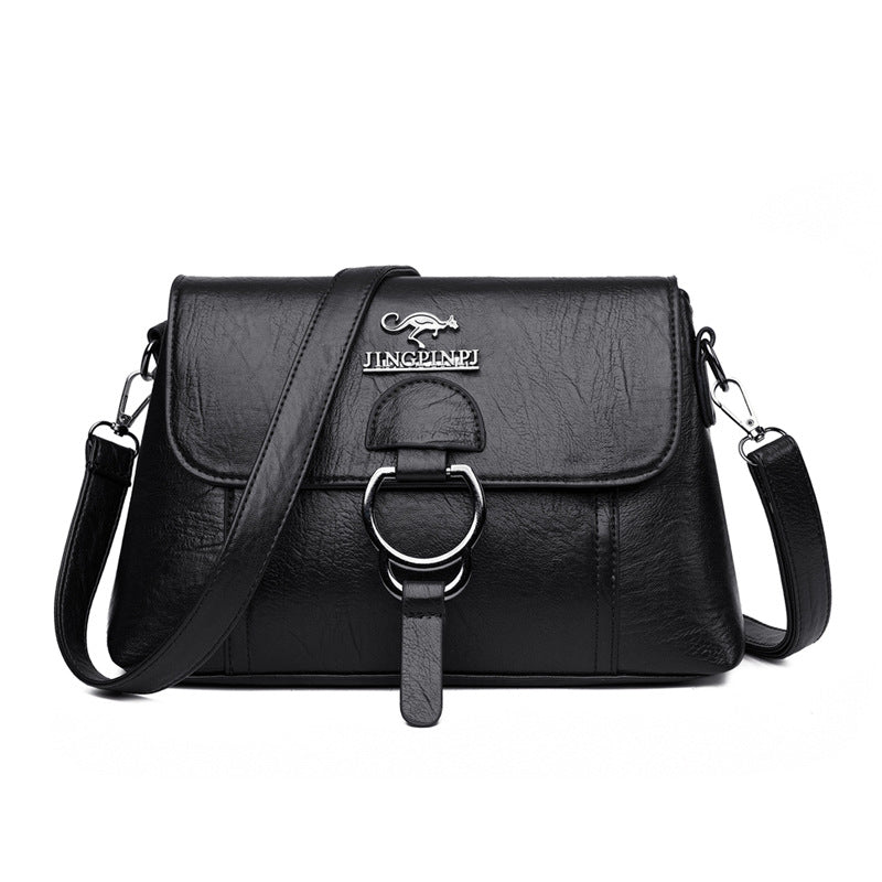 Soft leather women's bag 2022 new Korean version fashion all-match large-capacity one-shoulder Messenger portable middle-aged mother bag - KuzuSHOP