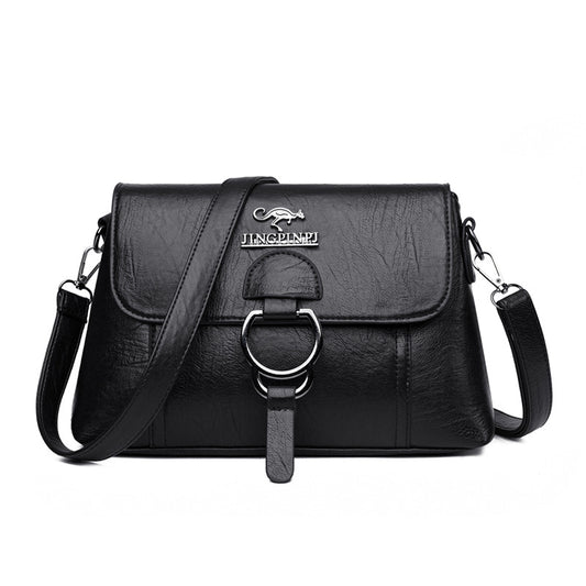 Soft leather women's bag 2022 new Korean version fashion all-match large-capacity one-shoulder Messenger portable middle-aged mother bag - KuzuSHOP