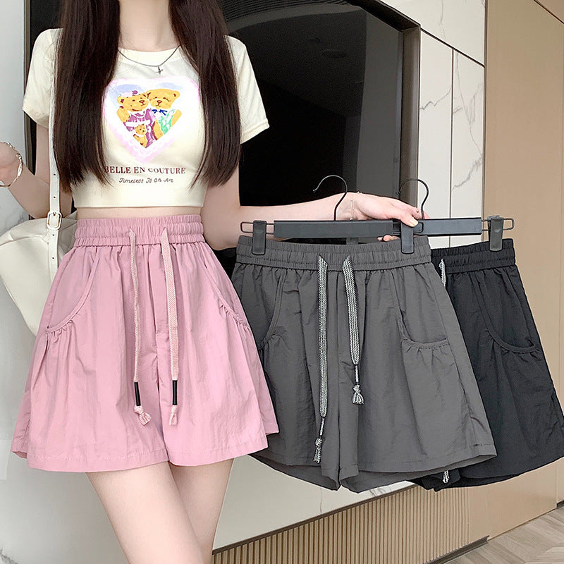 Design Elastic Waist Casual Shorts - KuzuSHOP