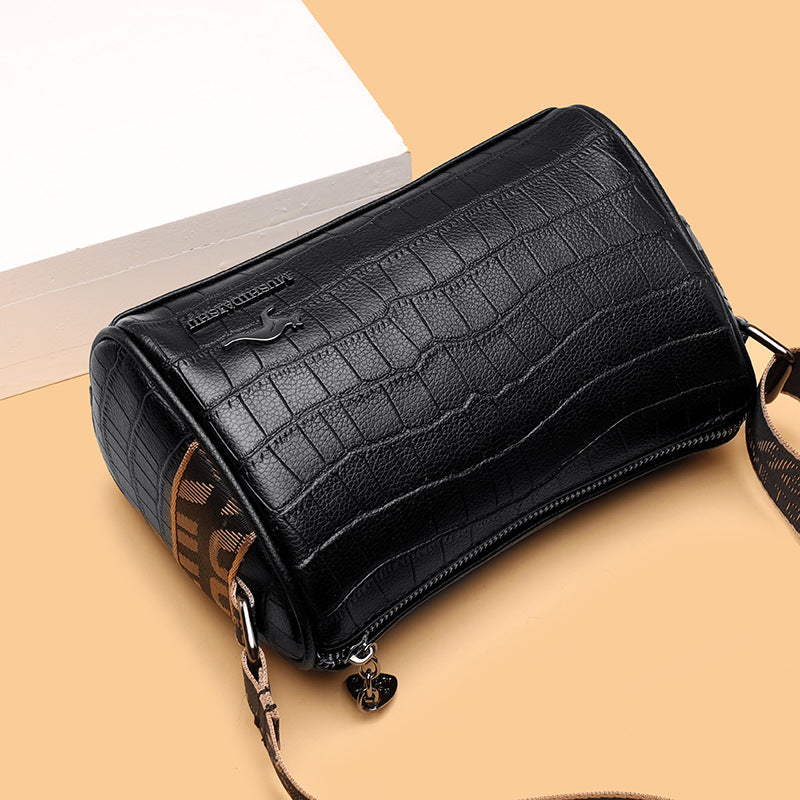 Top layer cowhide pillow bag women's bag 2022 new trendy fashion crocodile pattern shoulder Messenger bag casual soft leather bag - KuzuSHOP