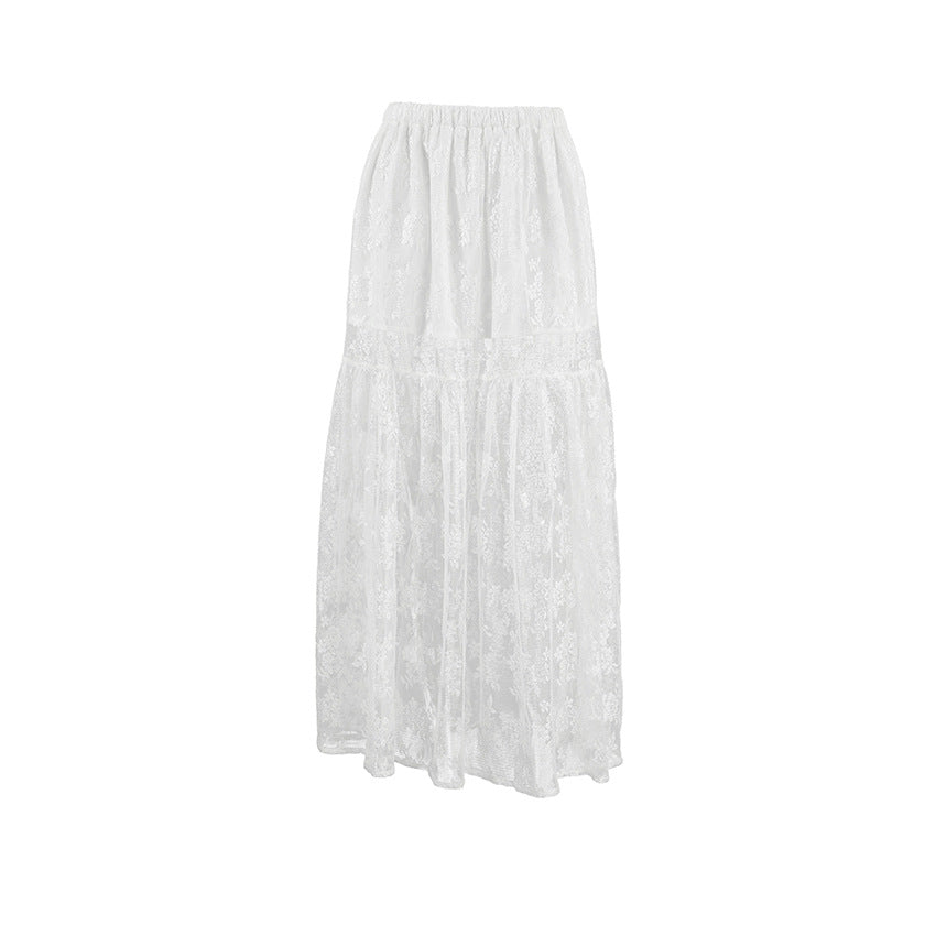 Sexy Lace See-through A- Hem Skirt - KuzuSHOP