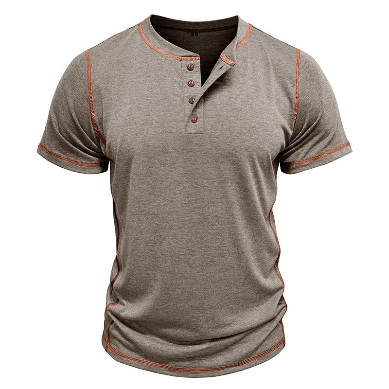 Short Sleeve Men's Round Neck T-shirt Color Matching Top - KuzuSHOP