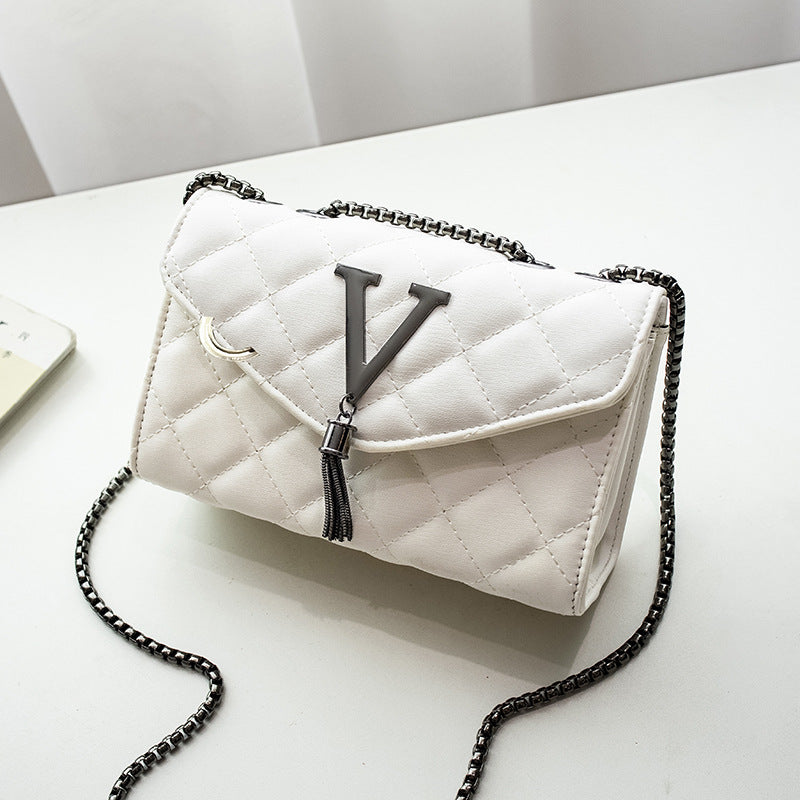 Bags for women elegant rhombus small square bags 2021 new fashion tassel decorative chain shoulder crossbody bag trendy - KuzuSHOP