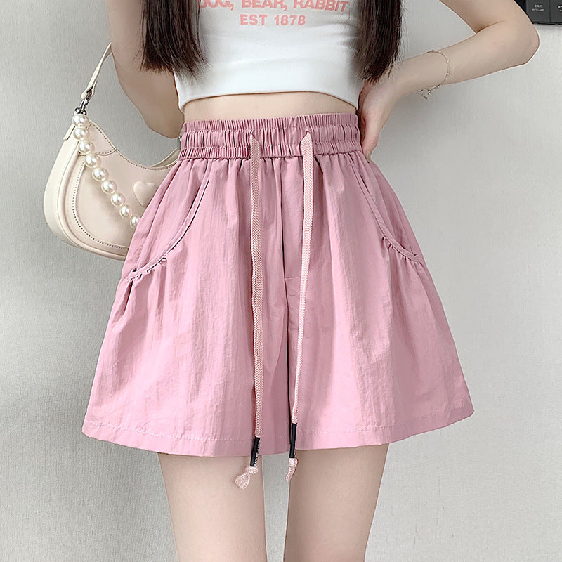 Design Elastic Waist Casual Shorts - KuzuSHOP