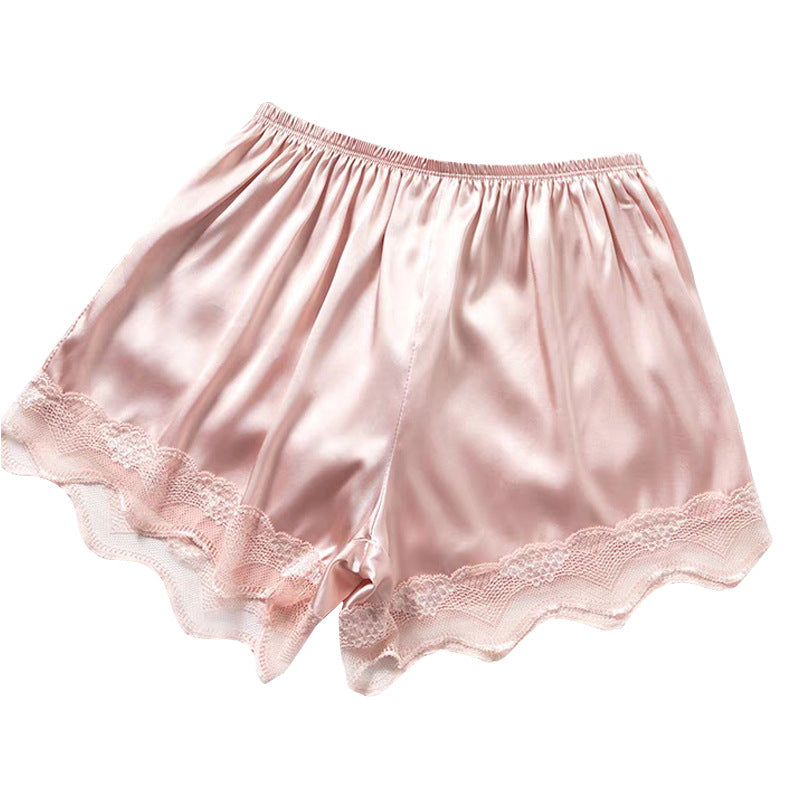 Safety Women's Ice Silk Seamless Outer Wear Lace Loose Shorts - KuzuSHOP