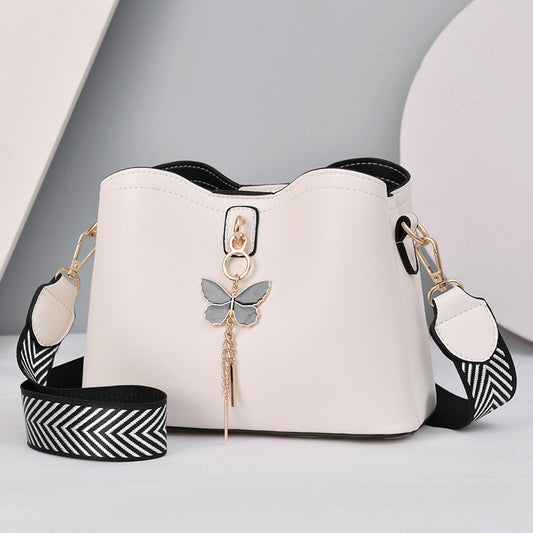 Wholesale Women's Bag Shoulder Bag 2024 New Fashion Versatile Bucket Bag Women's Wide Shoulder Strap Bow Lady's Small Bag - KuzuSHOP