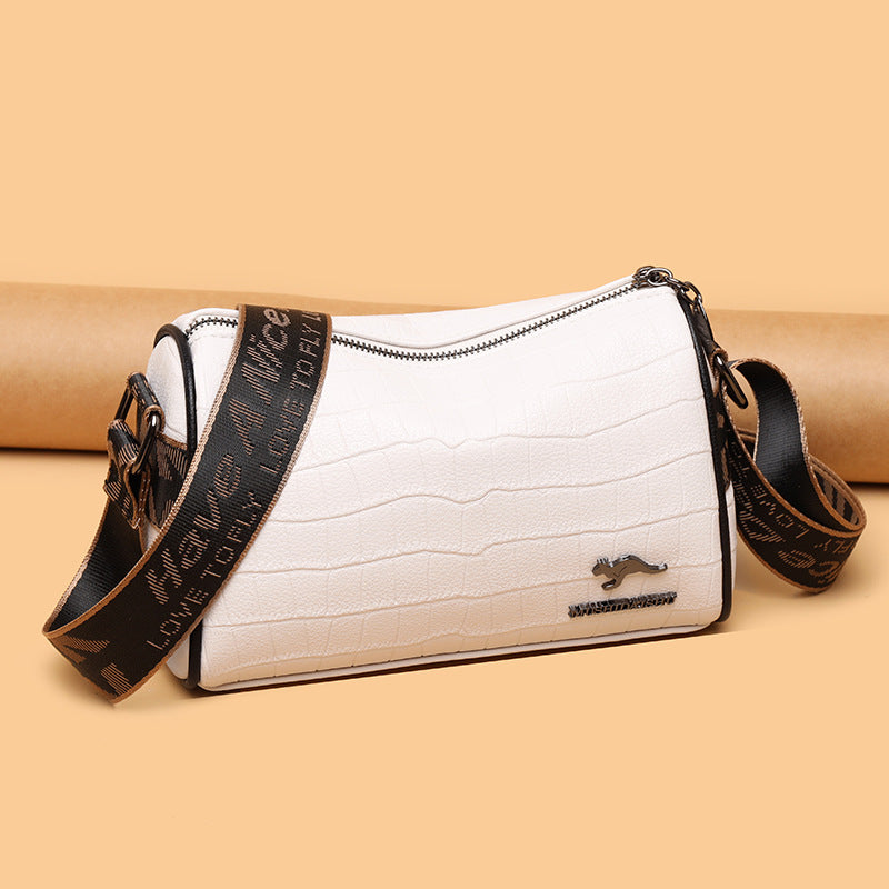 Top layer cowhide pillow bag women's bag 2022 new trendy fashion crocodile pattern shoulder Messenger bag casual soft leather bag - KuzuSHOP