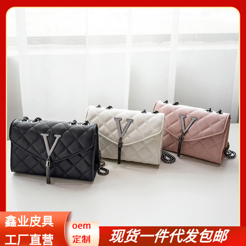 Bags for women elegant rhombus small square bags 2021 new fashion tassel decorative chain shoulder crossbody bag trendy - KuzuSHOP