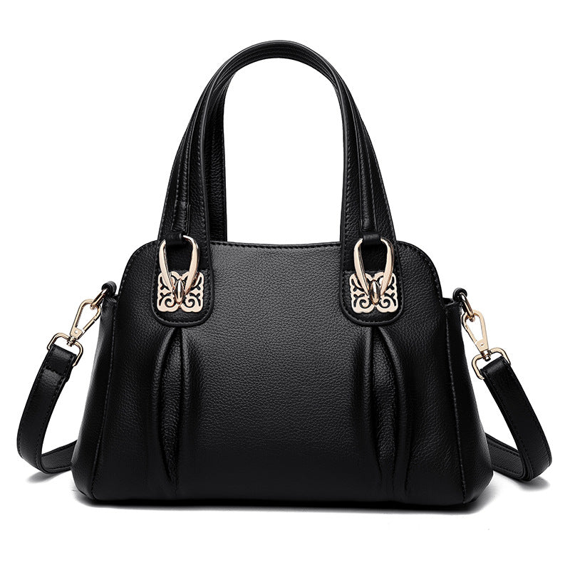 Bags 2024 new middle-aged and elderly women's casual soft leather large capacity messenger bag fashion trend handbag women's bag - KuzuSHOP