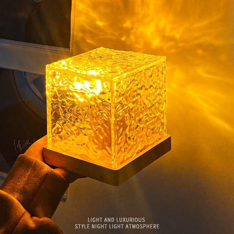 16 Colors LED Water Ripple Ambient Night Light USB Rotating Projection Crystal Table Lamp RGB Dimmable Home Decoration - KuzuSHOP