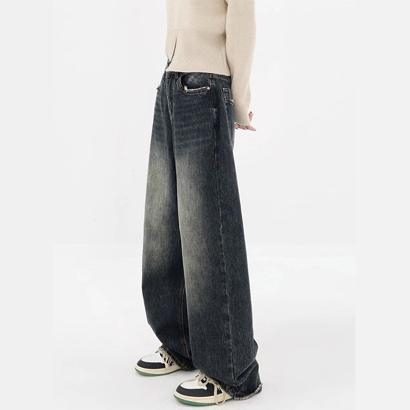 Plus Size High Waist Loose And Slimming Straight Wide Leg Jeans For Women - KuzuSHOP
