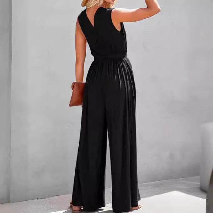 European And American Sleeveless Jumpsuit V-neck Elegant Women's Formal Casual - KuzuSHOP