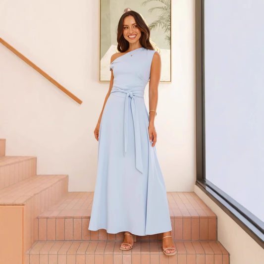 European And American Solid Color Fashion Temperament Sexy Lacing Dress - KuzuSHOP