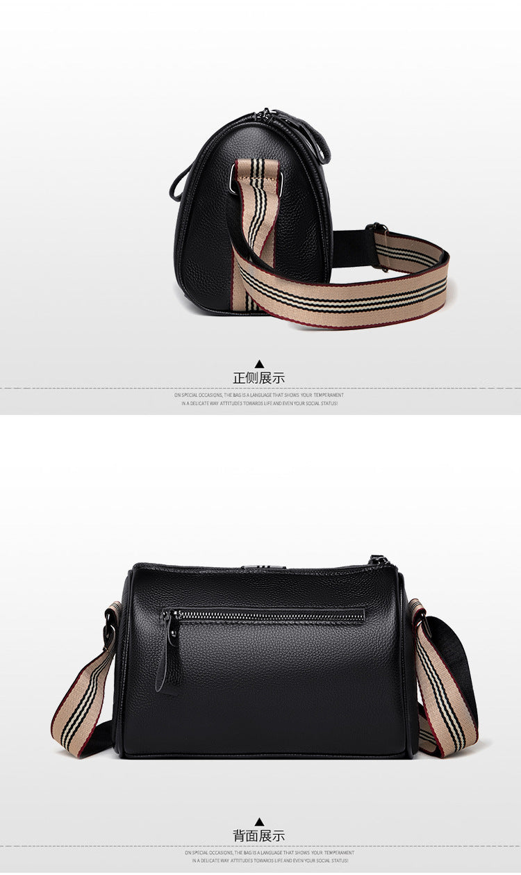 Cross-border first-layer cowhide pillow bag women 2021 new trendy large-capacity shoulder Messenger bag casual leather women's bag - KuzuSHOP