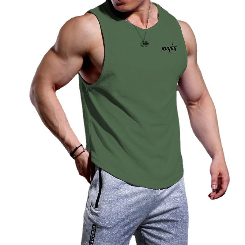 Sports Vest Men's Muscle Workout Quick-drying Polyester Vest - KuzuSHOP