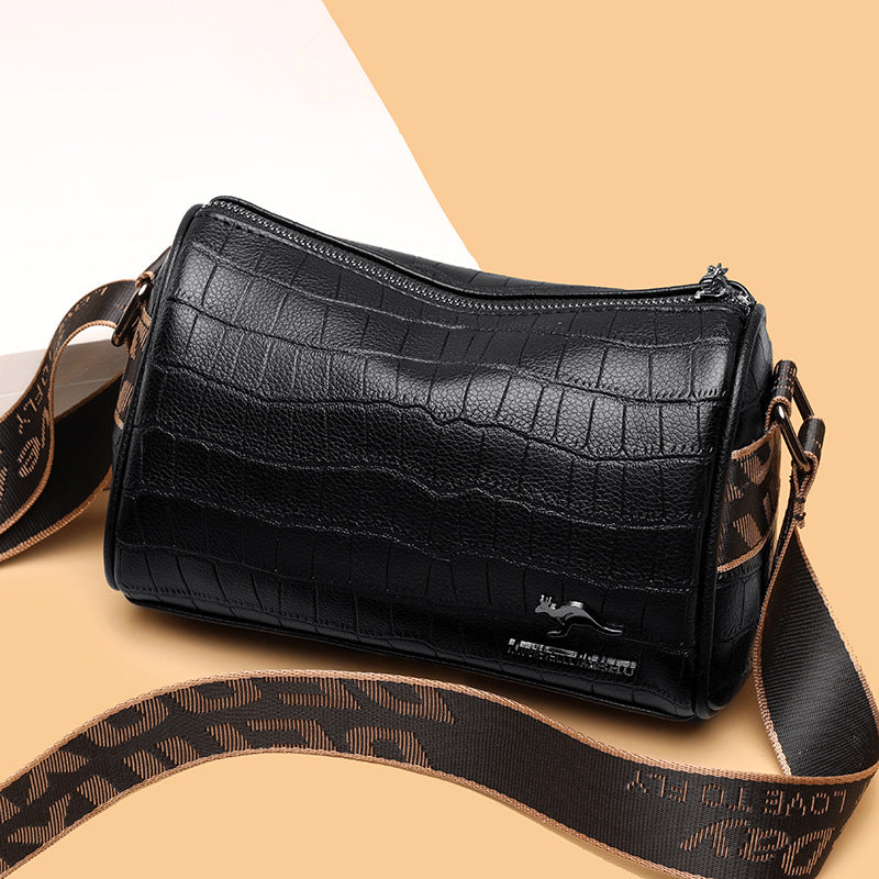 Top layer cowhide pillow bag women's bag 2022 new trendy fashion crocodile pattern shoulder Messenger bag casual soft leather bag - KuzuSHOP