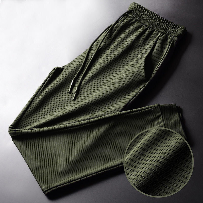 Youth Mesh Ice Silk Casual Pants Men's Slim-fit Ankle-tied Pants - KuzuSHOP