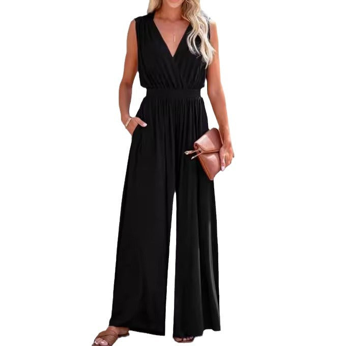 European And American Sleeveless Jumpsuit V-neck Elegant Women's Formal Casual - KuzuSHOP