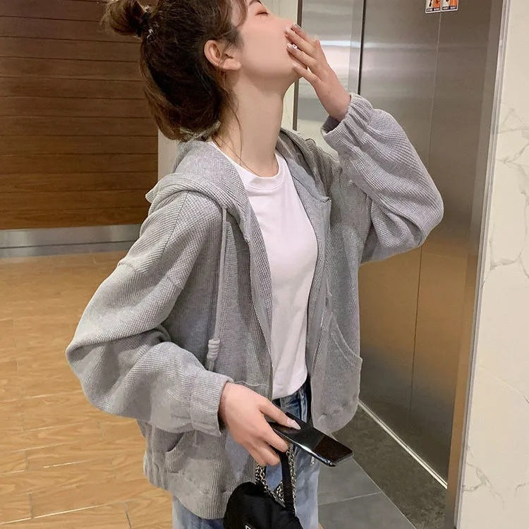 Casual Zipper Cardigan Women's Top - KuzuSHOP