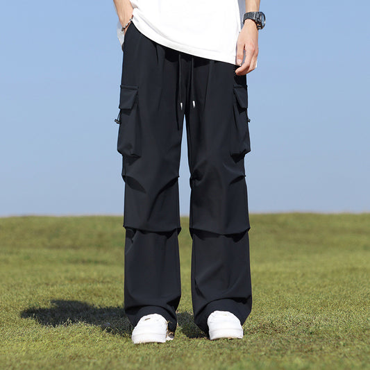 Pu Shuai Loose Straight-leg Wide-leg Pants - KuzuSHOP