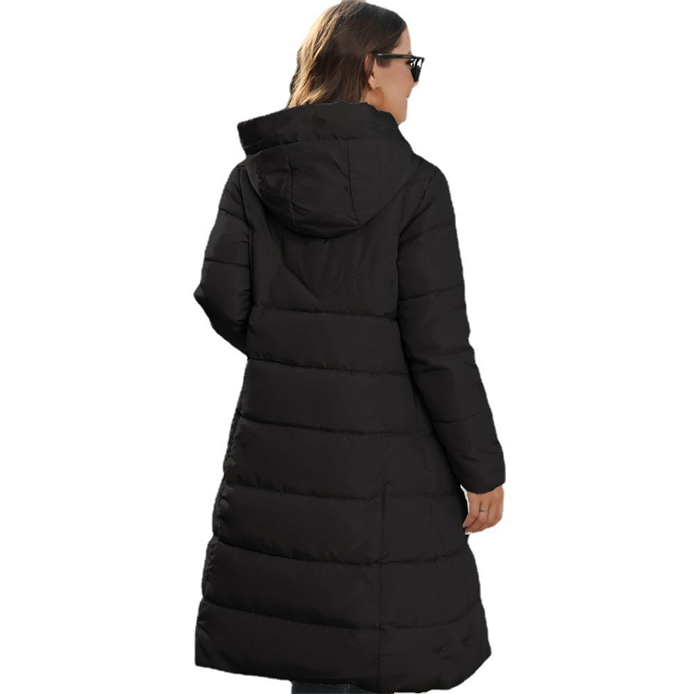Hooded Women's Cotton Padded Clothing Women's Mid-length Slim Fit - KuzuSHOP