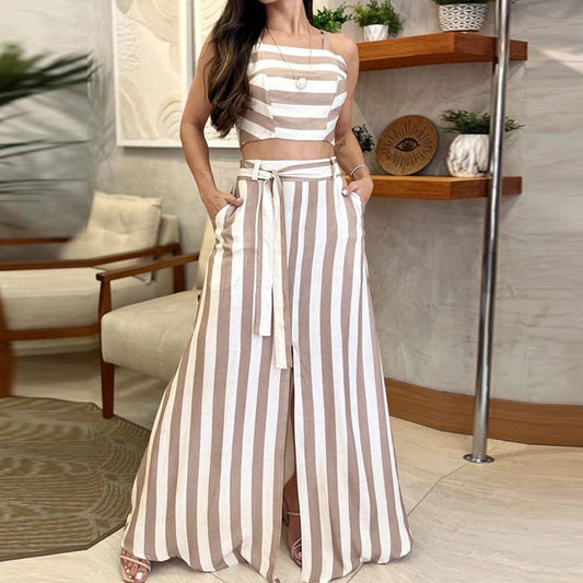 Striped Print Younger Skirt Suit Women - KuzuSHOP
