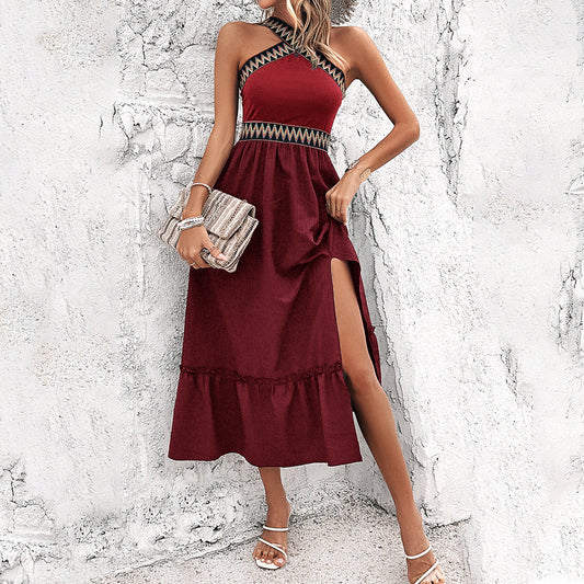 Women's Elegant Halter High Waist Dress - KuzuSHOP