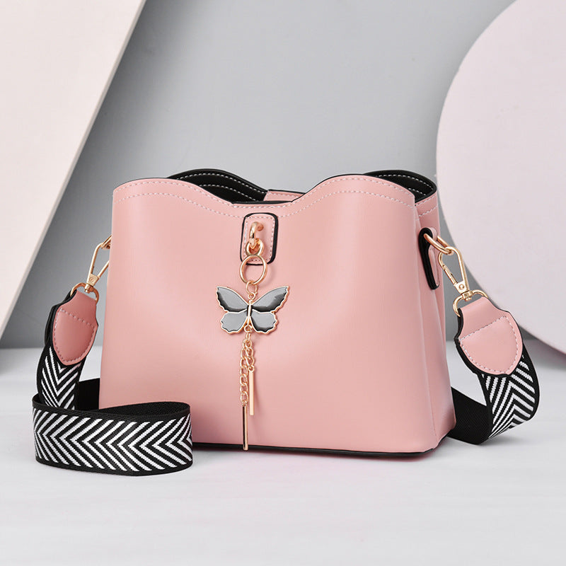 Wholesale Women's Bag Shoulder Bag 2024 New Fashion Versatile Bucket Bag Women's Wide Shoulder Strap Bow Lady's Small Bag